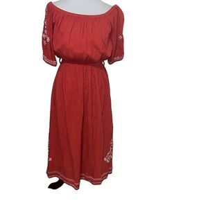 Tularosa Marty Dress Orange Embroidered Gauze Boho MIDI Dress sz S Small